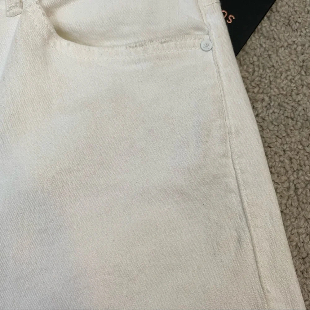 MOTHER White Denim Long Jean Shorts